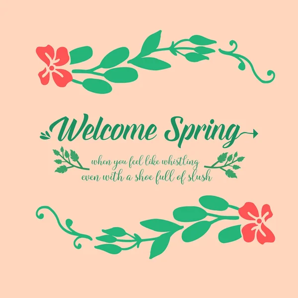 Einzigartige Dekoration aus Blatt- und Blumenrahmen, für Grußkarten zur Begrüßung im Frühling. Vektor — Stockvektor