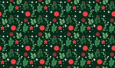 Güzel çiçek ve yaprak tasarımı ile Noel için model arka planı.