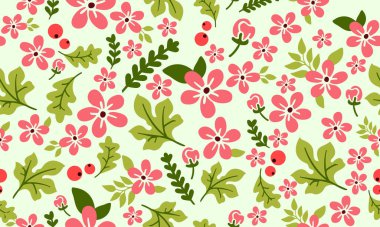 Noel çiçeği desenli arka plan, dikişsiz yaprak ve çiçek tasarımı.