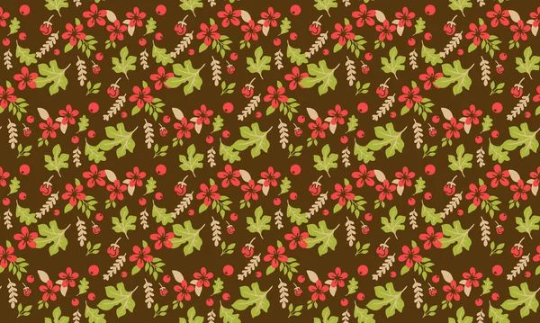 Hermosa flor roja para Navidad, con una elegante decoración de hojas y patrones florales . — Vector de stock