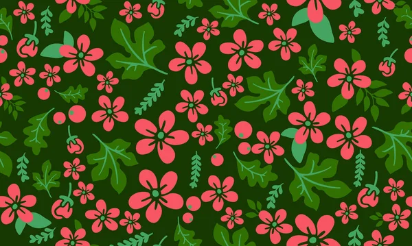 Bloemen patroon decoratie achtergrond voor kerstkaart, met mooie blad en bloem tekening. — Stockvector