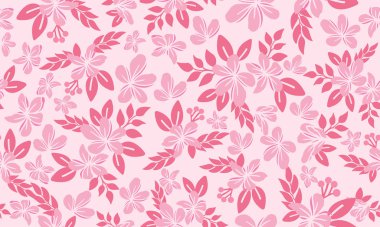 Sevgililer Günü için pembe romantik çiçek, yaprak ve çiçek desenli arka plan.