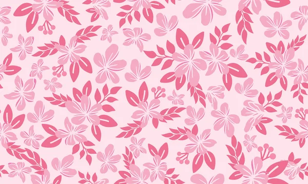 Romantische roze bloemen voor Valentijn, met blad en bloem patroon achtergrond. — Stockvector