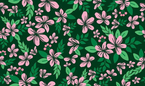 葉と花のエレガントなデザインのバレンタインカードのための花のパターンの装飾の背景. — ストックベクタ
