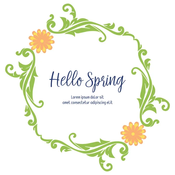 Lindo de patrón de hoja y marco de flores, para elegante hola concepto de tarjeta de felicitación de primavera. Vector — Vector de stock