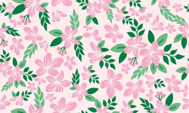 Valentine kartı için çiçek desenli dekorasyon arkaplanı, yaprak ve çiçekli zarif tasarım.