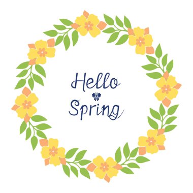 Unique Decorative of hello spring invitation card, with beautiful leaf and floral frame. Vector
