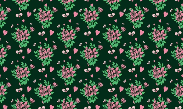 Yaprak ve çiçek zarif desenli Valentine şablonu tasarımı.