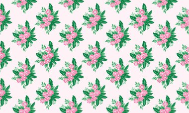 Yaprak ve çiçek zarif desenli Valentine şablonu tasarımı.