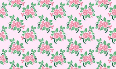 Sevgililer Günü için romantik bir çiçek, yapraklı ve çiçeksiz desenli..