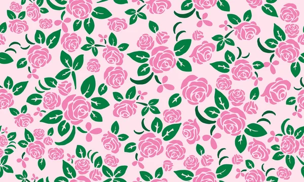 Hermoso fondo de patrón de flor de rosa para San Valentín, con hoja y diseño floral . — Archivo Imágenes Vectoriales