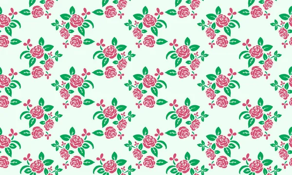 Rosa romántica floral para San Valentín, con dibujo de fondo de hoja y patrón de flores . — Vector de stock