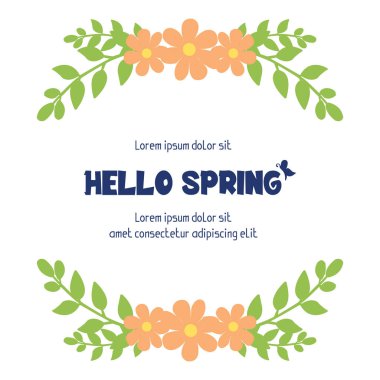 Elegant crowd of leaf and floral frame, for hello spring cards decoration. Vector