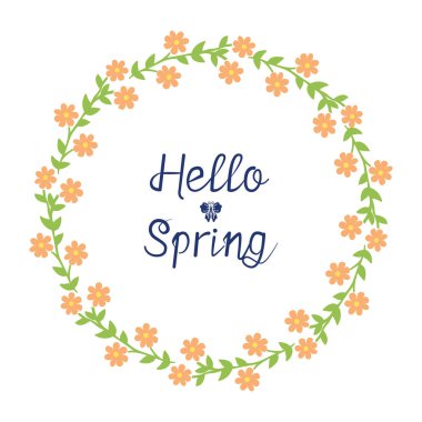 Unique shape pattern of leaf and floral frame, for hello spring greeting card design. Vector