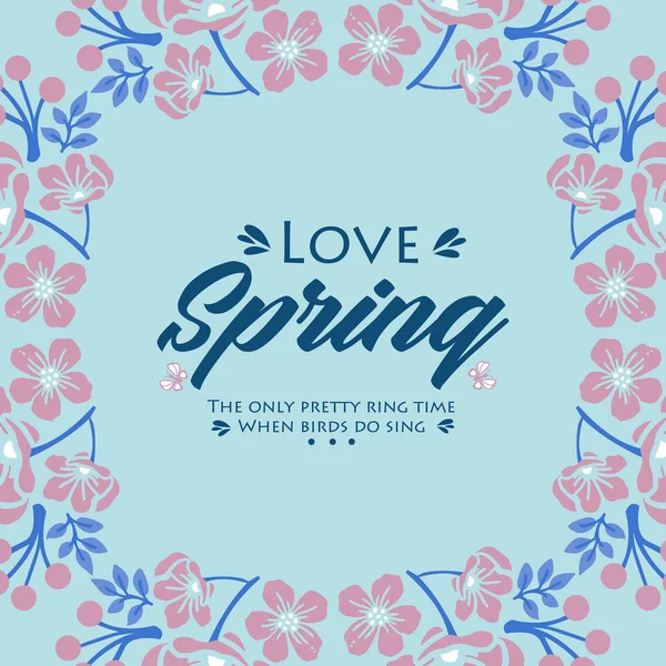 Bela decoração de folha e moldura floral rosa, para design de cartão de saudação de primavera de amor moderno. Vetor — Vetor de Stock