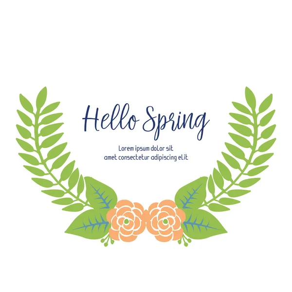 Hermoso patrón de forma de hoja y marco floral, para hola primavera invitación tarjeta plantilla decoración. Vector — Vector de stock