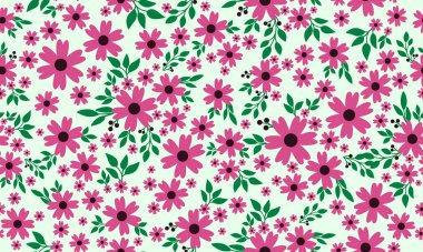 Beautiful pink flower pattern background for valentine, with leaf and floral decor.
