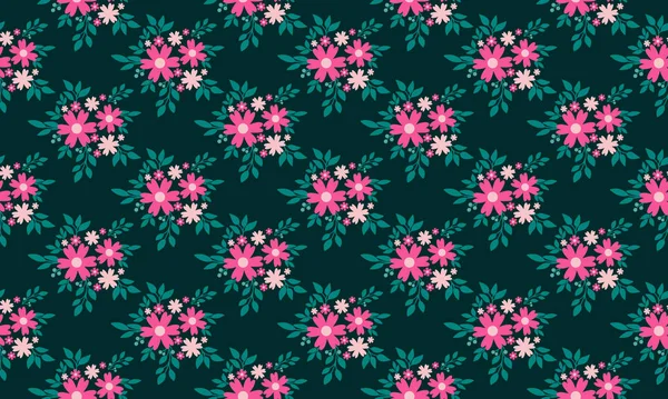 Beautiful pink flower pattern background for valentine, with leaf and floral decor. — Stock vektor