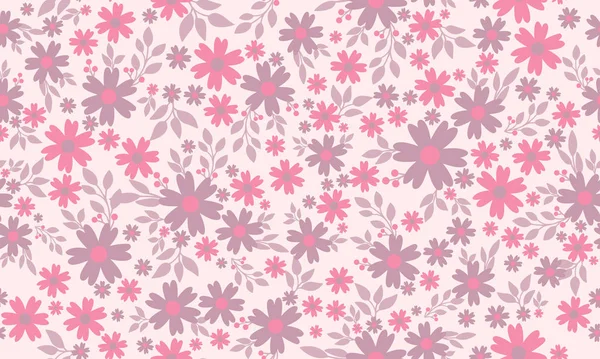 Papel de parede exclusivo para Valentine, com design de fundo de padrão floral rosa bonito . —  Vetores de Stock