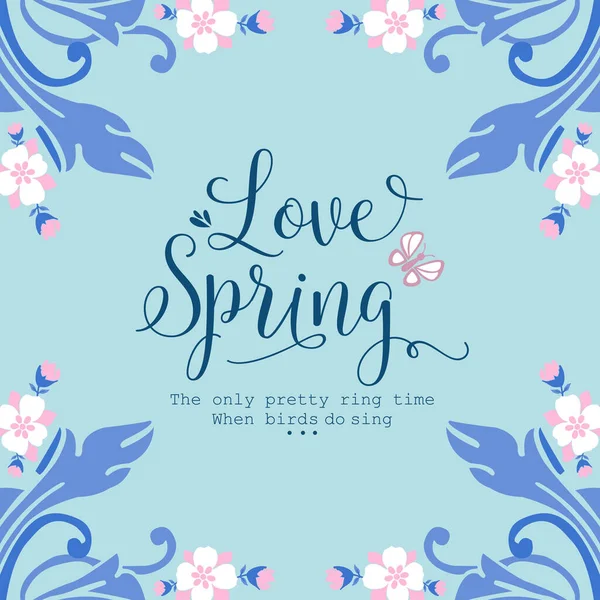 Romantic invitation card design for Love Spring, with leaf and wreath cute frame. Vector — Stock Vector