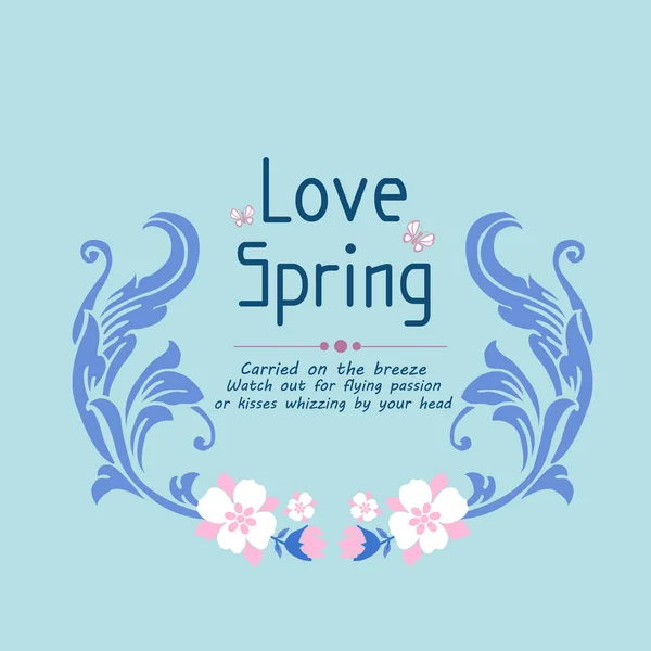 Hermosa decoración de la hoja y el marco floral, para el amor de primavera tarjeta de felicitación diseño de papel pintado. Vector — Vector de stock