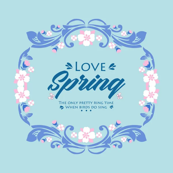 Padrão moderno de folha e moldura de flores, para o amor antigo primavera cartão decoração papel de parede. Vetor — Vetor de Stock