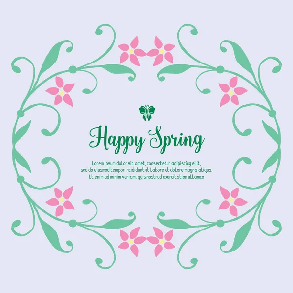 Crowd of leaf and floral frame, for happy spring cards decoration. Vector — Stock Vector