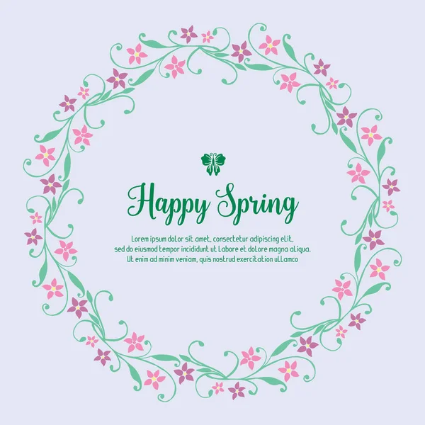 古玩卡片设计,带有美丽的叶子和花环框架,为快乐的春天贺卡设计.B.病媒 — 图库矢量图片
