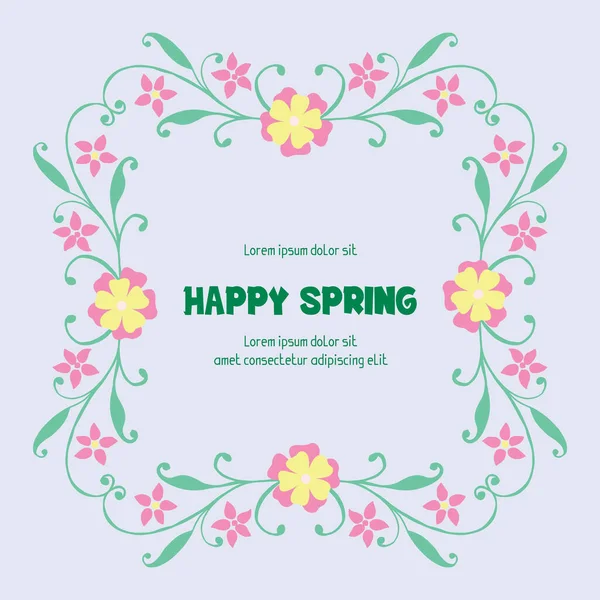 Nowoczesny wzór liści i kwiatowej konstrukcji ramy, dla szczęśliwego projektu plakatu wiosna. Wektor — Wektor stockowy