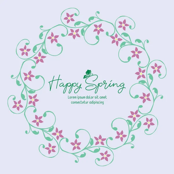 Elegant Crowd of leaf and floral frame, for happy spring greeting card design. Vector — Stock Vector