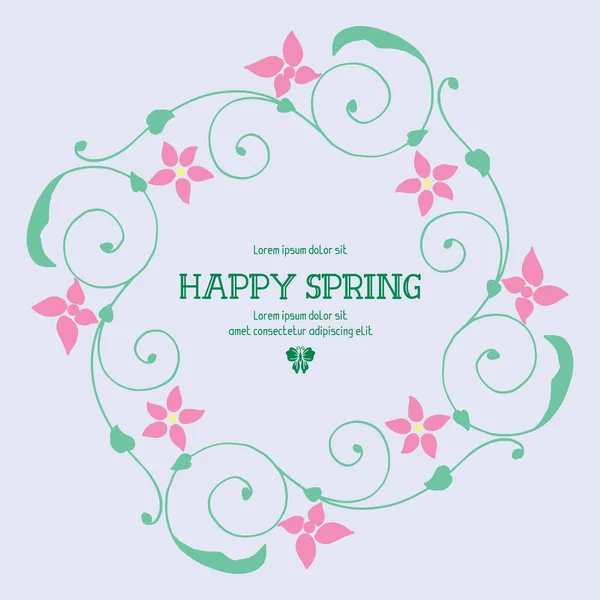 Póster fondos de pantalla de diseño para la primavera feliz, con hoja antigua y marco de flores. Vector — Archivo Imágenes Vectoriales