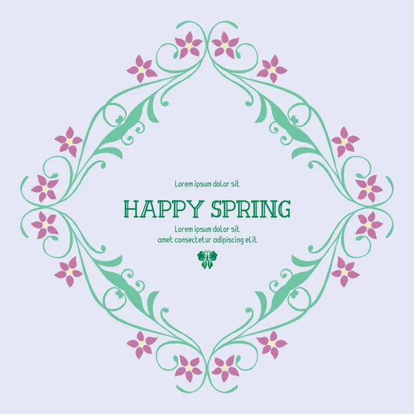 Beautiful Decorative of leaf and floral frame, for happy spring greeting card design. Vector — Stock Vector