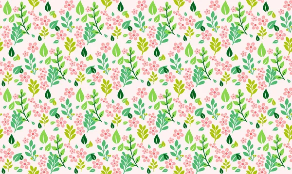 Modern flower for spring, with leaf and floral seamless pattern background. — Stock Vector