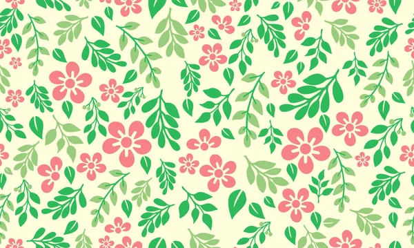 Seamless template for spring, with cute pink floral pattern background design. — 图库矢量图片