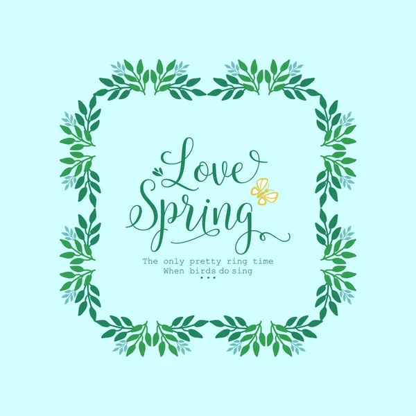 Modern shape of leaf and flower frame, for Love spring greeting card wallpaper design. Vector — Stock Vector