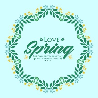 Decorative frame with elegant leaves and flower, for love spring invitation card design. Vector