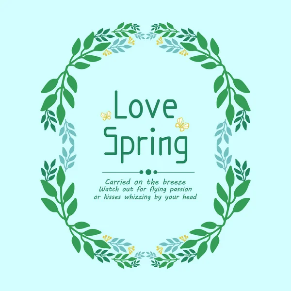 Elegante modello di foglia e cornice floreale, per amore primavera invito carta da parati decorazione. Vettore — Vettoriale Stock