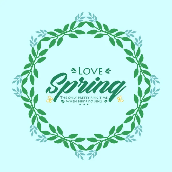 Love spring greeting card design, with leaf and flower modern frame. Vector — Stock Vector