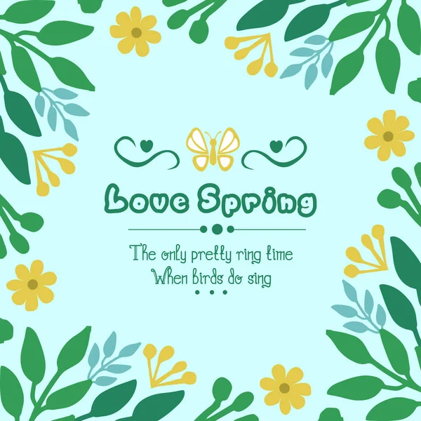 モダンな愛の春のカードデザインのための葉と花のフレームのシームレスな装飾。ベクトル — ストックベクタ