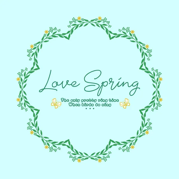 Ornate of leaf and floral frame, for elegant love spring greeting card pattern design. Vector — Stock Vector