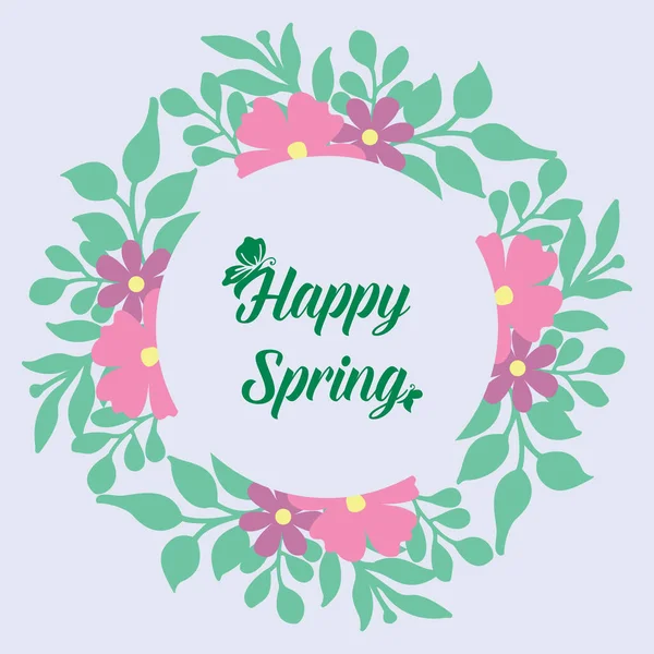 Diseño de marco elegante con hoja y flor, para el diseño de la plantilla de tarjeta de felicitación adornada de primavera feliz. Vector — Archivo Imágenes Vectoriales