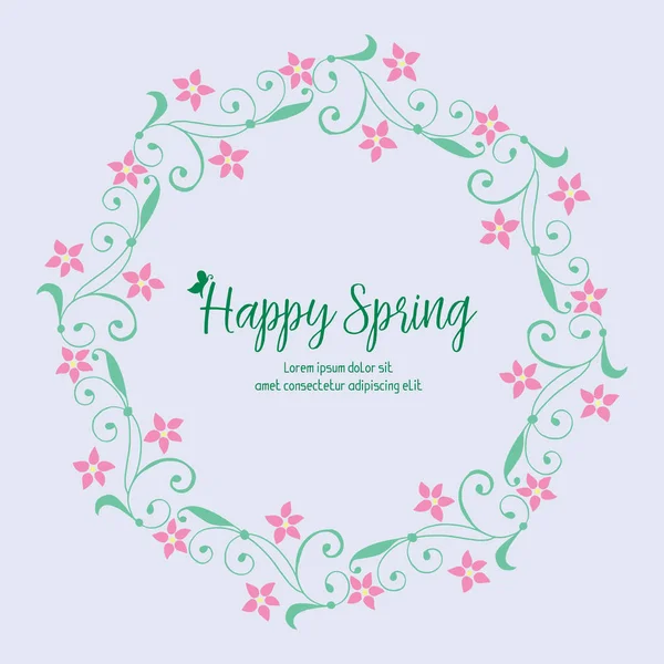 Antique Pattern of leaf and wreath frame, for happy spring greeting card design. Vector — Stock Vector