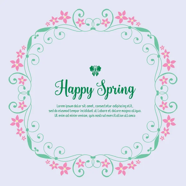 Einzigartige Form der Glückwunschkarte für den Frühling, mit schönem Blatt- und Blumenrahmen. Vektor — Stockvektor