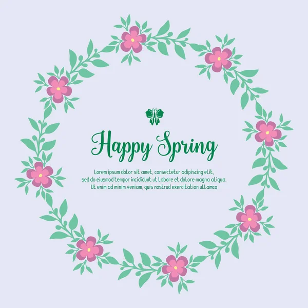 Decoration of leaf and floral frame, for happy spring invitation card template concept. Vector — 스톡 벡터