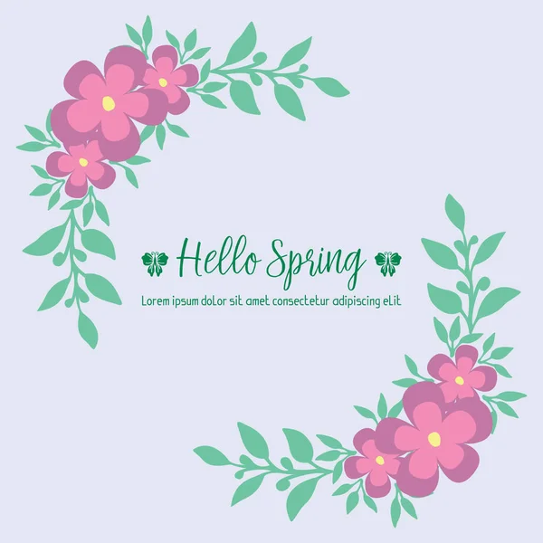 Διακόσμηση φύλλου και floral frame, για happy spring card template concept. Διάνυσμα — Διανυσματικό Αρχείο