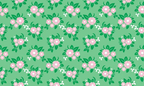 Primavera floral fundo padrão com folha bonita e design de flores . — Vetor de Stock