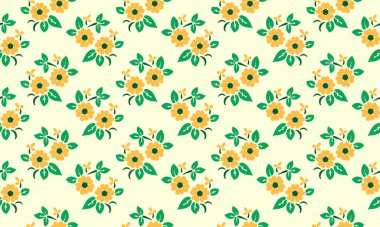 İlkbahar için eşsiz çiçek desenli arkaplan, yaprak ve çiçekli şirin dekor.