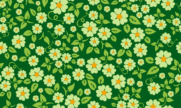葉と花の装飾と春のためのアンティークの花のパターンの背景. — ストックベクタ