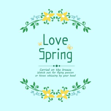 Element art design of leaves and yellow wreath, for love spring invitation card decor. Vector