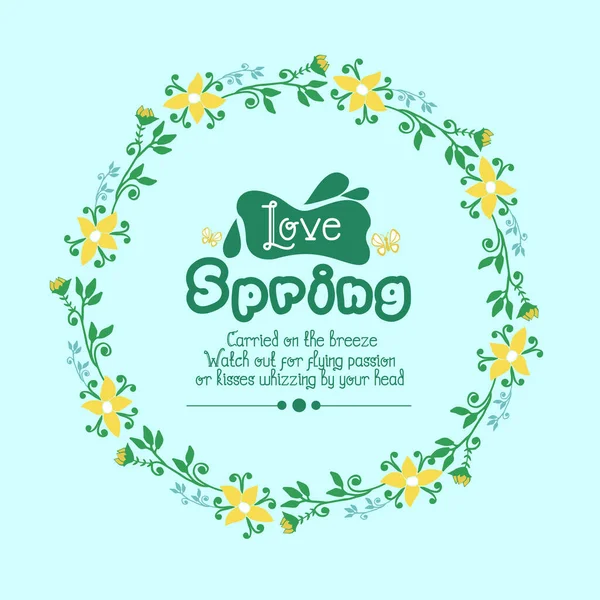 Elegant Decoration of leaf and flower frame, for Love spring greeting card template design. Vector — ストックベクタ